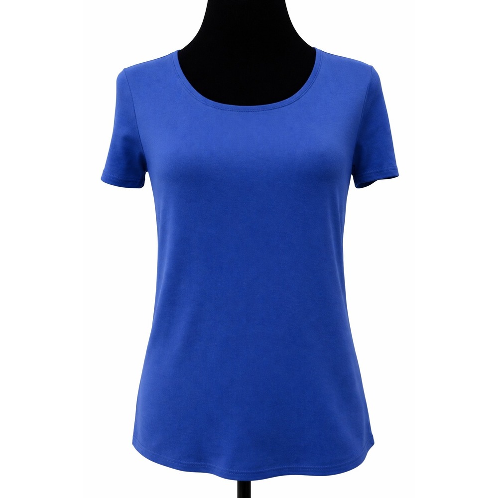 Chico's The Ultimate Tee Womens Short Sleeve T-Shirt Top Size 0 Blue Cotton